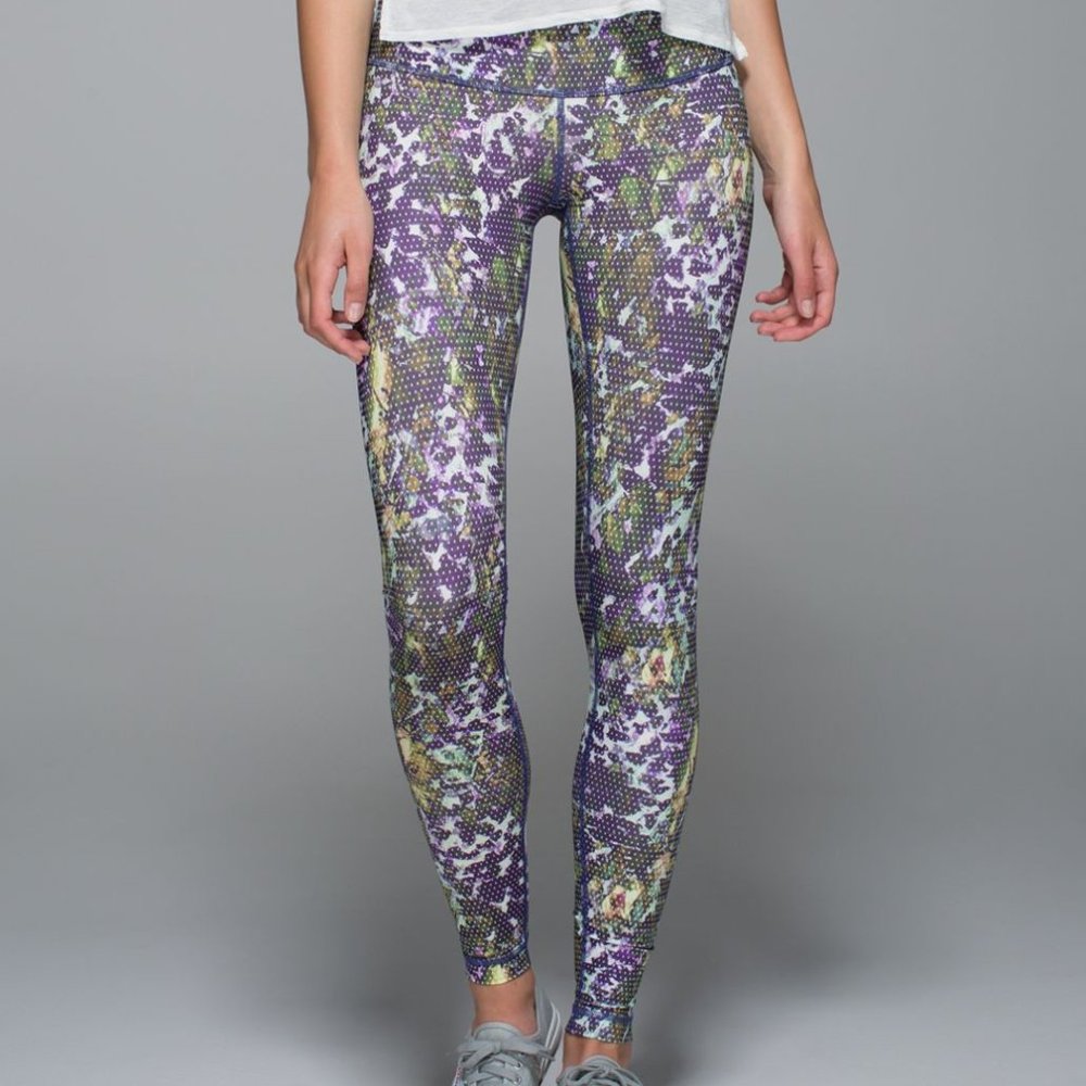 Lululemon Wunder Under Pant Luxtreme Midrise Floral Sport Backdrop Iris Flower 4